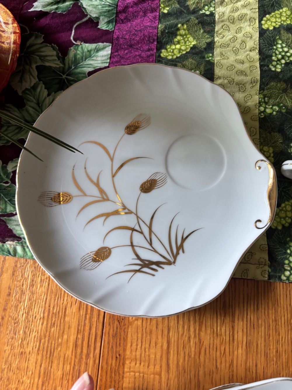 1950's Lefton China Hand Painted Wheat Snack Plate